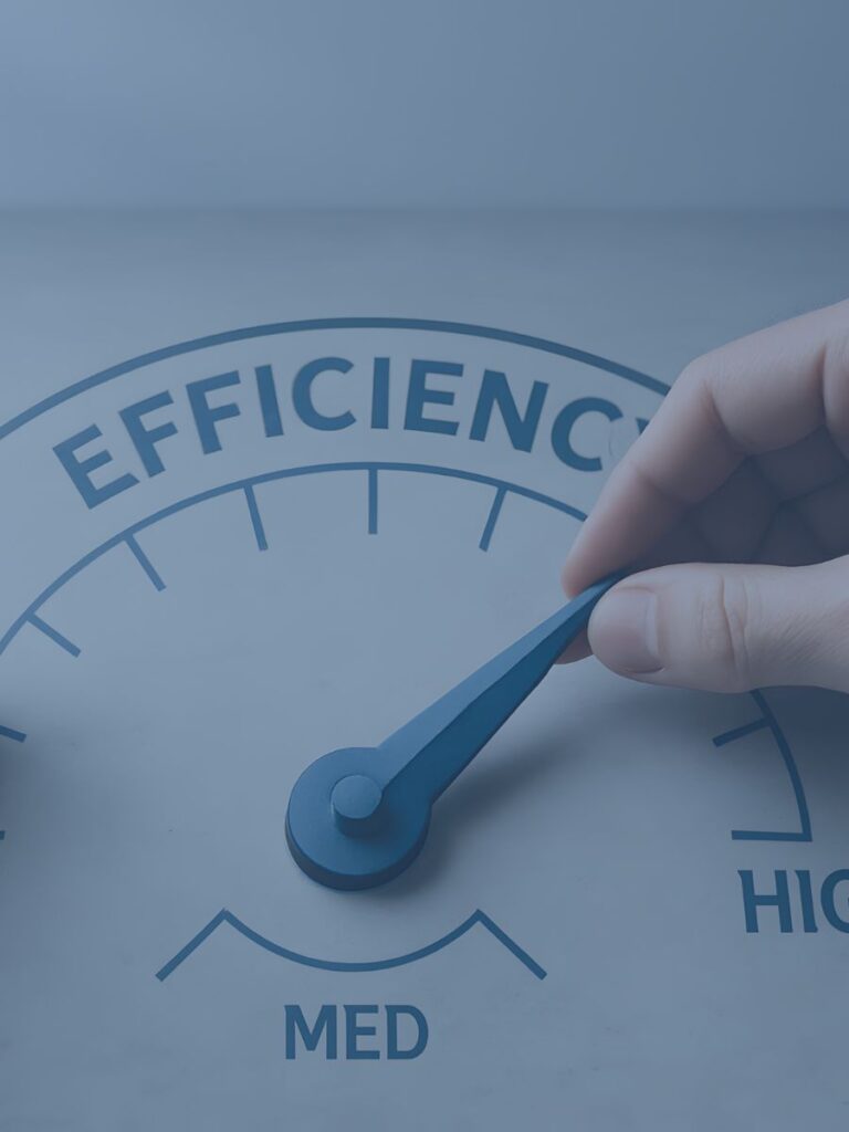 Hand on a dial moving it toward high efficiency.
